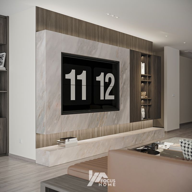 Mẫu thiết kế nội thất Biên Hòa - Khu vực TV và kệ trang trí