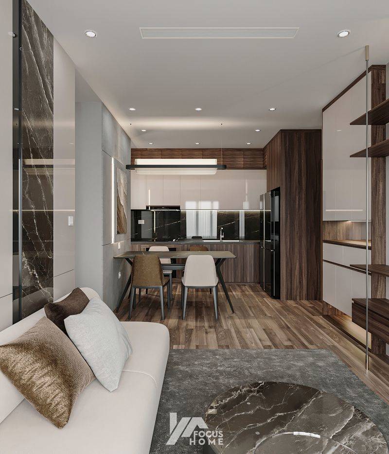 Mẫu 1: Thiết kế nội thất chung cư nhỏ hiện đại - Phòng bếp