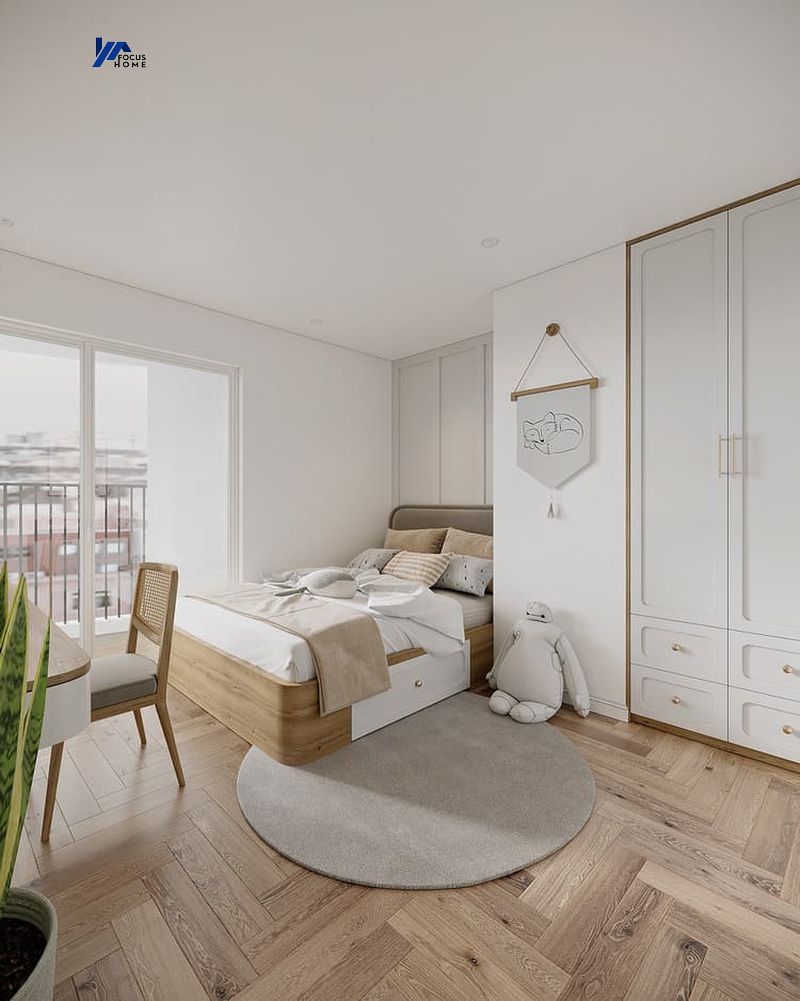 Phòng ngủ 2 được thiết kế đơn giản màu sắc trang nhã