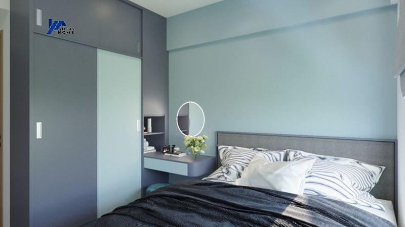 Phòng ngủ thiết kế đơn giản, sử dụng các tone màu chủ đạo đã chọn