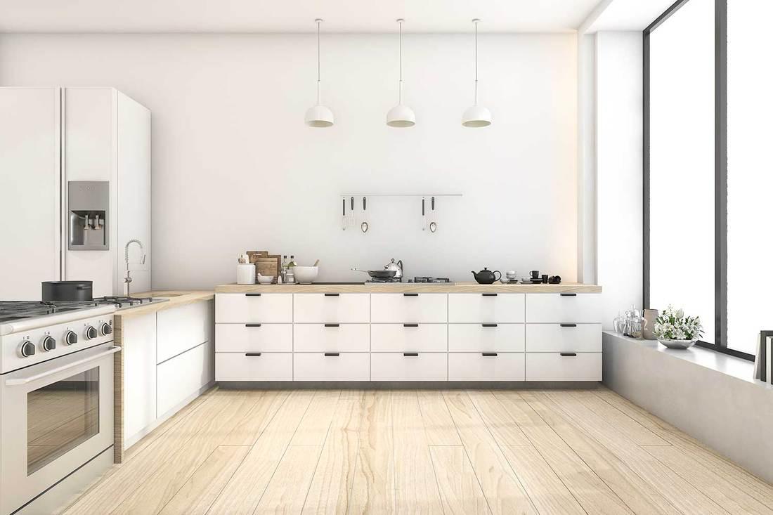 Mẫu 3: Thiết kế nội thất nhà bếp chung cư tối giản