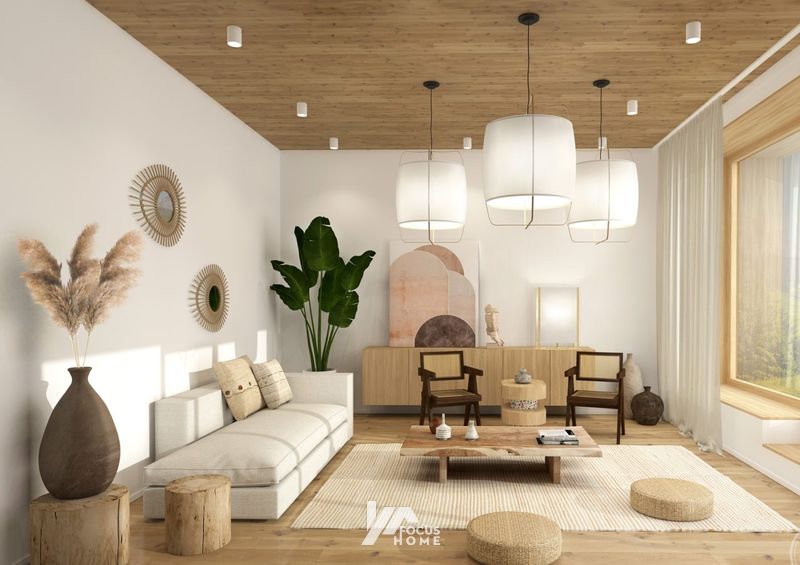 Thiết kế nội thất cho phòng khách nhà phố theo phong cách Japandi