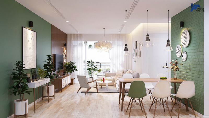 Thiết kế nội thất căn hộ chung cư 2 phòng ngủ phong cách Scandinavian