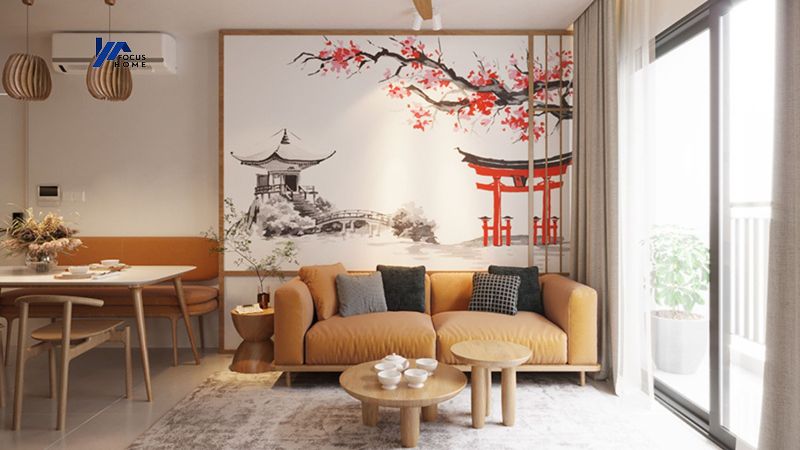Thiết kế nội thất chung cư 55m2 đơn giản phong cách Japandi