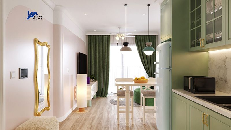 Thiết kế nội thất chung cư 55m2 sang trọng với phong cách tân cổ điển ấn tượng