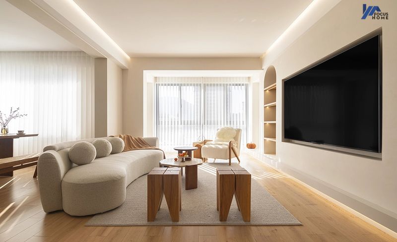 Thiết kế nội thất phòng khách chung cư nhỏ phong cách Japandi