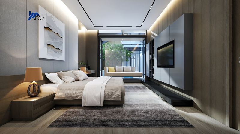 Thiết kế nội thất phòng ngủ với cửa sổ lớn đón ánh sáng tự nhiên