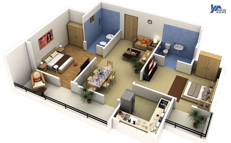 Chọn mẫu thiết kế nội thất cho căn nhà nhà cấp 4 2 phòng ngủ