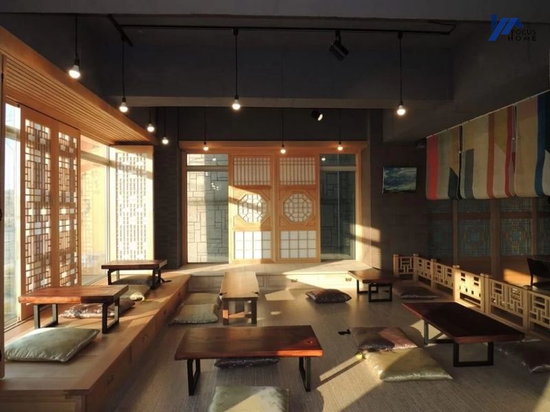 Mẫu thiết kế nội thất nhà hàng Hàn Quốc với gỗ