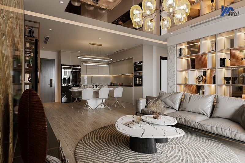 Mẫu thiết kế nội thất căn hộ Duplex được thiết kế theo phong cách tân cổ điển