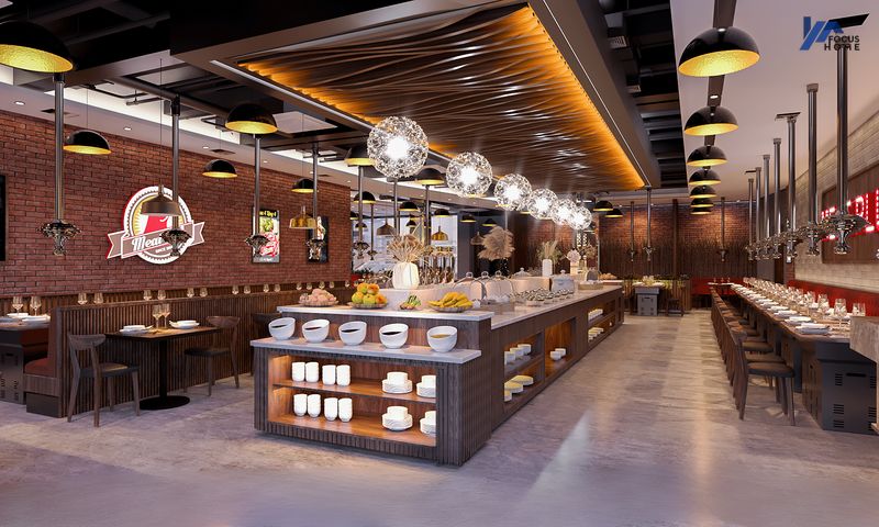 Thiết kế nội thất kiểu Buffet cho nhà hàng Hàn Quốc