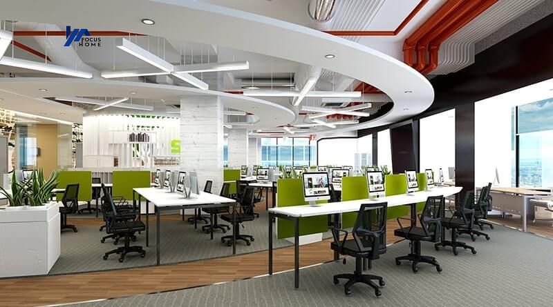 Thiết kế nội thất văn phòng cao cấp hiện đại mix không gian mở