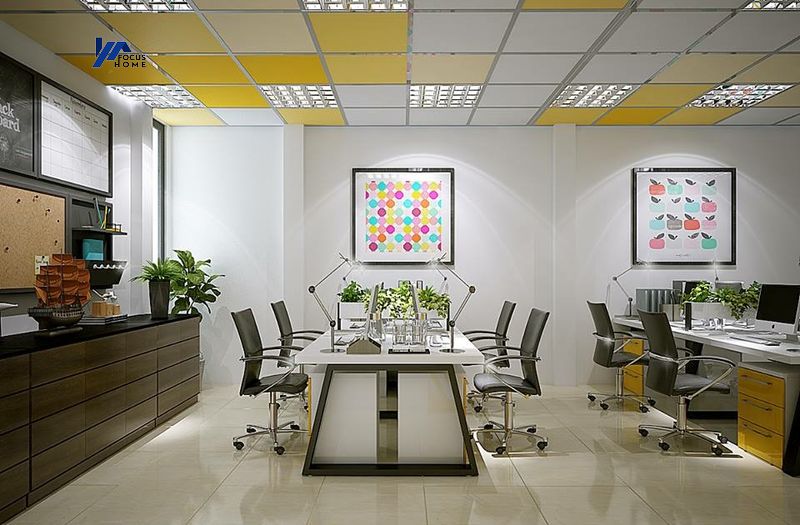 Thiết kế nội thất văn phòng nhỏ phong cách hiện đại các màu sắc hài hòa