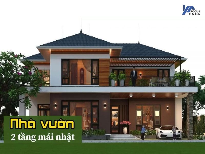 Bản vẽ kiến trúc các căn biệt thự 2 tầng phong cách hiện đại mái Nhật